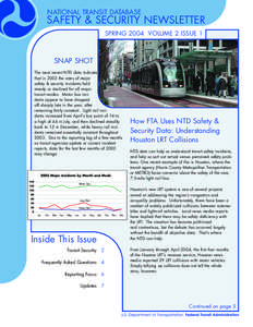 National Transit Database - Safety & Security Newsletter - Spring[removed]Volume 2, Issue 1 (PDF Format)