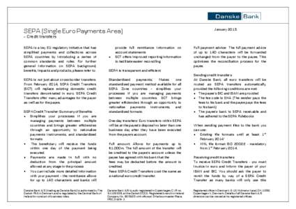 SEPA (Single Euro Payments Area)  January 2013. – Credit transfers