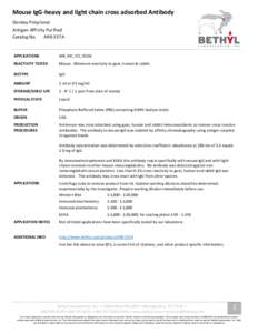 Mouse IgG-heavy and light chain cross adsorbed Antibody Donkey Polyclonal Antigen Affinity Purified Catalog No. A90-237A