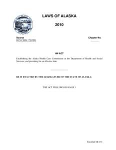 LAWS OF ALASKA 2010 Source HCS CSSB 172(FIN)
