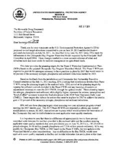 Planning Target Allocation Letter to Virginia Secretary of Natural Resources