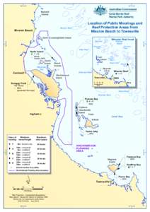 Location of public moorings and Reef Protection Areas from Mission Beach to Townsville