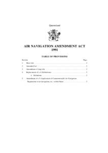 Queensland  AIR NAVIGATION AMENDMENT ACT 1991 TABLE OF PROVISIONS Section