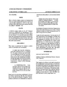 JUDICIAL INQUIRY COMMISSION DATE ISSUED: OCTOBER 4, 2004 HONORARIA ADVISORY OPINION[removed]which states in section A, Avocational Activi­