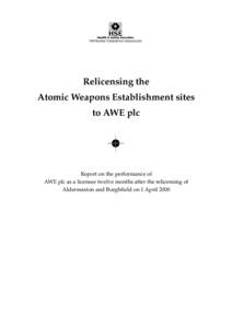 Relicensing the   Atomic Weapons Establishment sites to AWE plc
