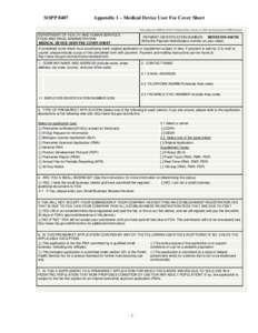 Appendix 1: Medical Device User Fee Cover Sheet