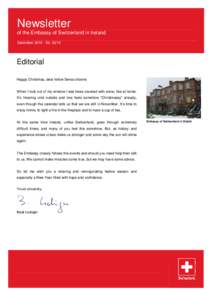 Newsletter of the Embassy of Switzerland in Ireland December[removed]Ed[removed]Editorial Happy Christmas, dear fellow Swiss citizens