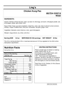 ZARTIC/Z-BIRD NUTRITIONAL INFORMATION SHEET