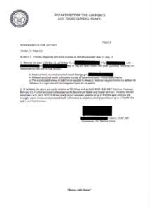 DEPARTMENT OF T H E AIR FORCE  31ST FIGHTER WING (USAFE) 7 Jun 13 MEMORANDUM FOR RECORD