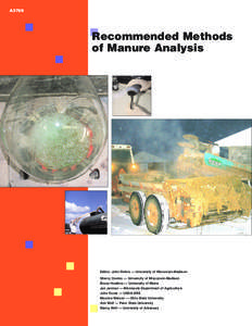 A3769  Recommended Methods of Manure Analysis  Editor: John Peters — University of Wisconsin-Madison