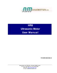 HR8 Ultrasonic Motor User M a n u a l P/N MSP8-M00-M00-40