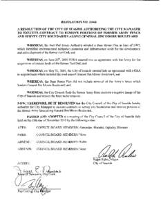 RESOLUTION NOA RESOLUTION OF THE CITY OF SEASIDE AUTHORIZING THE CITY MANAGER TO EXECUTE CONTRACT TO REMOVE PORTIONS OF FORMER ARMY FENCE AND SURVEY CITY BOUNDARIES ALONG GENERAL JIM MOORE BOULEVARD WHEREAS, the 