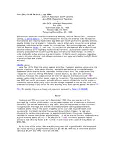 Doe v. Doe, 478 S.E.2d 854 (Ct. App[removed]Court of Appeals of South Carolina. Jane DOE, Respondent/Appellant, v. John DOE, Appellant/Respondent. No. 2580.