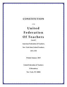 CONSTITUTION of the United Federation Of Teachers