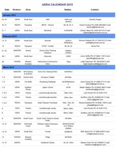 AERA CALENDAR 2015 Date Division  Zone