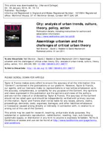 Index of urban studies articles / A New Philosophy of Society: Assemblage Theory and Social Complexity / Urban planning / Knowledge / Urbanism / Urban theory / Assemblage / Culture / Urban studies and planning / Science / Environmental design