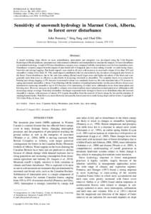 HYDROLOGICAL PROCESSES Hydrol. Process. 26, 1892–[removed]Published online 23 May 2012 in Wiley Online Library (wileyonlinelibrary.com) DOI: [removed]hyp[removed]Sensitivity of snowmelt hydrology in Marmot Creek, Alber