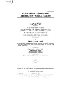 S. HRG. 111–534  ENERGY AND WATER DEVELOPMENT APPROPRIATIONS FOR FISCAL YEAR[removed]HEARINGS
