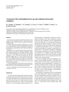 Acta Neurochir[removed]Suppl] 95: 293–297 6 Springer-Verlag 2005 Printed in Austria Assessment of the relationship between age and continuous intracranial compliance