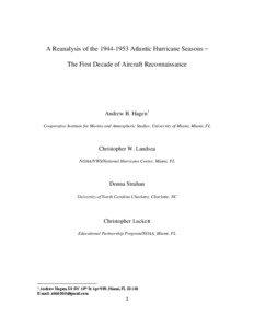 A Reanalysis of the[removed]Atlantic Hurricane Seasons – The First Decade of Aircraft Reconnaissance