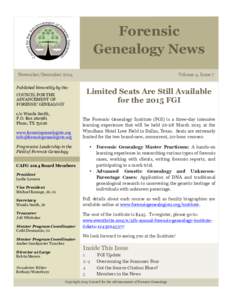 Academia / Standards / Genealogy / Kinship and descent / Forensic science / Genetic genealogy / Professional certification / Human behavior
