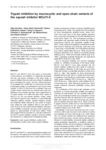 Article in press - uncorrected proof Biol. Chem., Vol. 386, pp. 1301–1306, December 2005 • Copyright  by Walter de Gruyter • Berlin • New York. DOI[removed]BC[removed]Trypsin inhibition by macrocyclic and open-