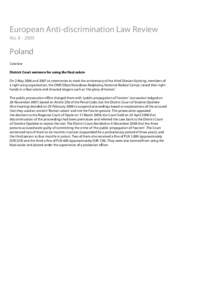 European Anti-discrimination Law Review No[removed]Poland Case law District Court sentence for using the Nazi salute