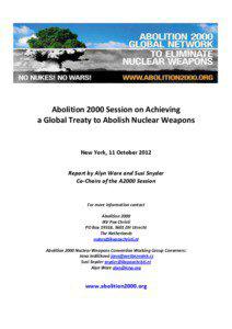 Abolition 2000 Session on Achieving a Global Treaty to Abolish Nuclear Weapons