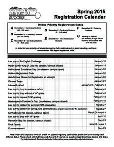 A B C Online Priority Registration Dates November 4 - Continuing Students