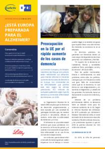 REPORTAJE ESPECIAL | 2 - 8 de nov. 2016  ¿ESTÁ EUROPA PREPARADA PARA EL ALZHEIMER?