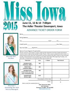 Iowa / Geography of the United States / Tickets / Miss Iowa / Davenport /  Iowa