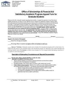 Office of Scholarships & Financial Aid 601 S. College Road Wilmington NCTelephoneFax 