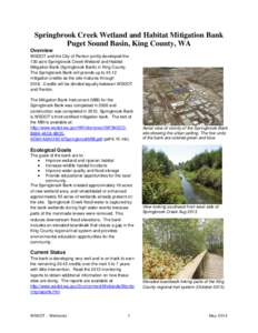 Springbrook Creek Wetland and Habitat Mitigation Bank