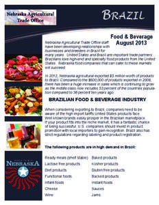 BRAZIL  Information Food & Beverage August 2013