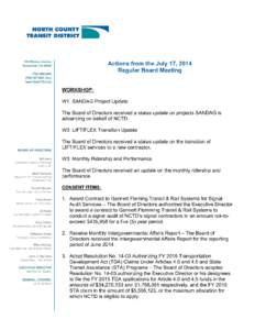 810 Mission Avenue Oceanside, CA[removed]Actions from the July 17, 2014 Regular Board Meeting
