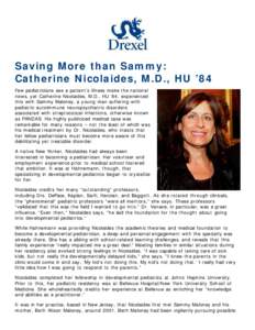 Microsoft Word - Alumni Profile Saving More than Sammy Catherine Nicolaides- Codella