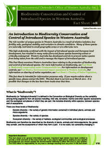 Environmental Defender’s Office of Western Australia (Inc.)  Biodiversity Conservation and Control of Introduced Species in Western Australia Fact Sheet 08 Updated December 2010
