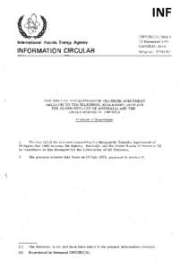 INFCIRC/91/Mod.1 - The Text of the Safeguards Transfer Agreement Relating to the Bilateral Agreement Between the Commonwealth of Australia and the United States of America