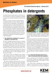 Questions & answers The Swedish Chemicals Agency – February 2011 Phosphates in detergents The Swedish Chemicals Agency (KemI) has made several impact assessments on restrictions of phosphates in detergents for consumer