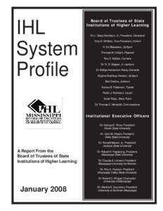 IHL System Profile Board of Trustees of State Institutions of Higher Learning