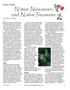 Feature Article  Native Nuisances and Native Treasures  By Pamela J. Harper