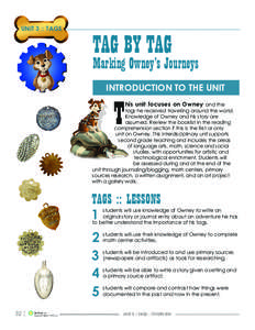 UNIT 3 :: TAGS  TAG BY TAG Marking Owney’s Journeys INTRODUCTION TO THE UNIT