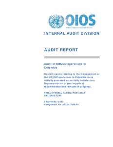 Audit of UNODC operations in Colombia