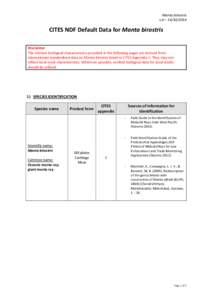 Manta birostris v.4 – [removed]CITES NDF Default Data for Manta birostris Disclaimer The intrinsic biological characteristics provided in the following pages are derived from