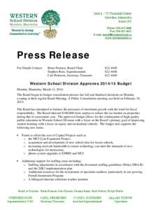 Microsoft Word - WSD[removed]Budget Media Release