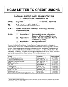 02-CU-13, Vendor Information Systems and Enclosures