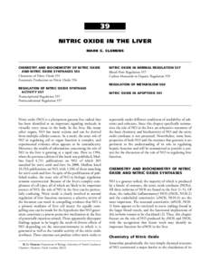 39 NITRIC OXIDE IN THE LIVER MARK G. CLEMENS CHEMISTRY AND BIOCHEMISTRY OF NITRIC OXIDE AND NITRIC OXIDE SYNTHASES 555