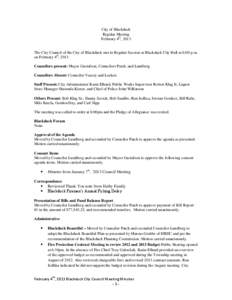Councillor / Management / Government / Blackduck /  Minnesota / Minutes