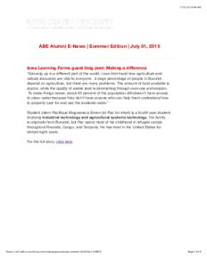 , 8:46 AM  ABE Alumni E-News | Summer Edition | July 31, 2015 Iowa Learning Farms guest blog post: Making a diﬀerence 