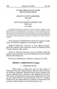 Killingly /  Connecticut / Dayville / Oregon Tax Court